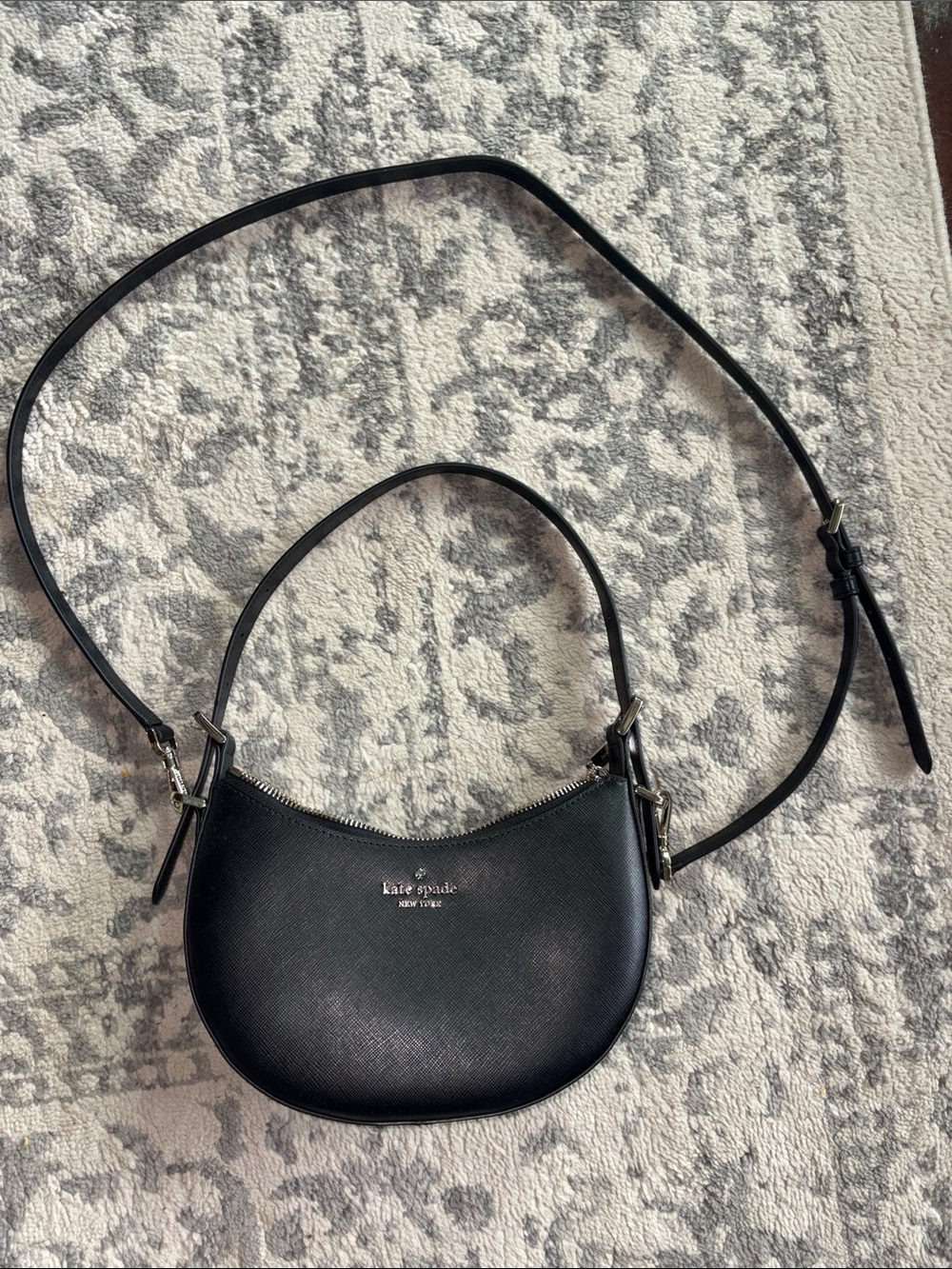 kate spade black crescent leather crossbody bag